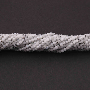 5 Strands White Labradorite  Gemstone Balls, Semiprecious beads 12.5 Inches Long- Faceted Gemstone -3mm Jewelry RB0068 - Tucson Beads