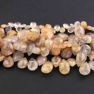 1  Strand Golden Rutile Faceted  Briolettes - Pear Drop Beads 9mmx4mm-21mmx14mm 8 Inches BR2747 - Tucson Beads