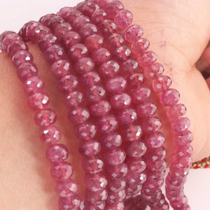 3 Strands Natural Ruby Faceted Rondelles Shape Necklace ,  Ruby Rondelles  Beads,  Stunning Elegant Necklace - SPB0005 - Tucson Beads