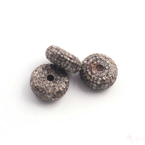 Excellent Quality 1 Pc Pave Diamond 925 Sterling Silver Rondelles Beads - Diamond Bead 12mm PDC621 - Tucson Beads