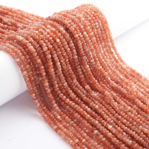 1 Long Strand Sun Stone Faceted Rondelles - Round Shape  Rondelles 3mm-4mm-13 Inches BR256 - Tucson Beads