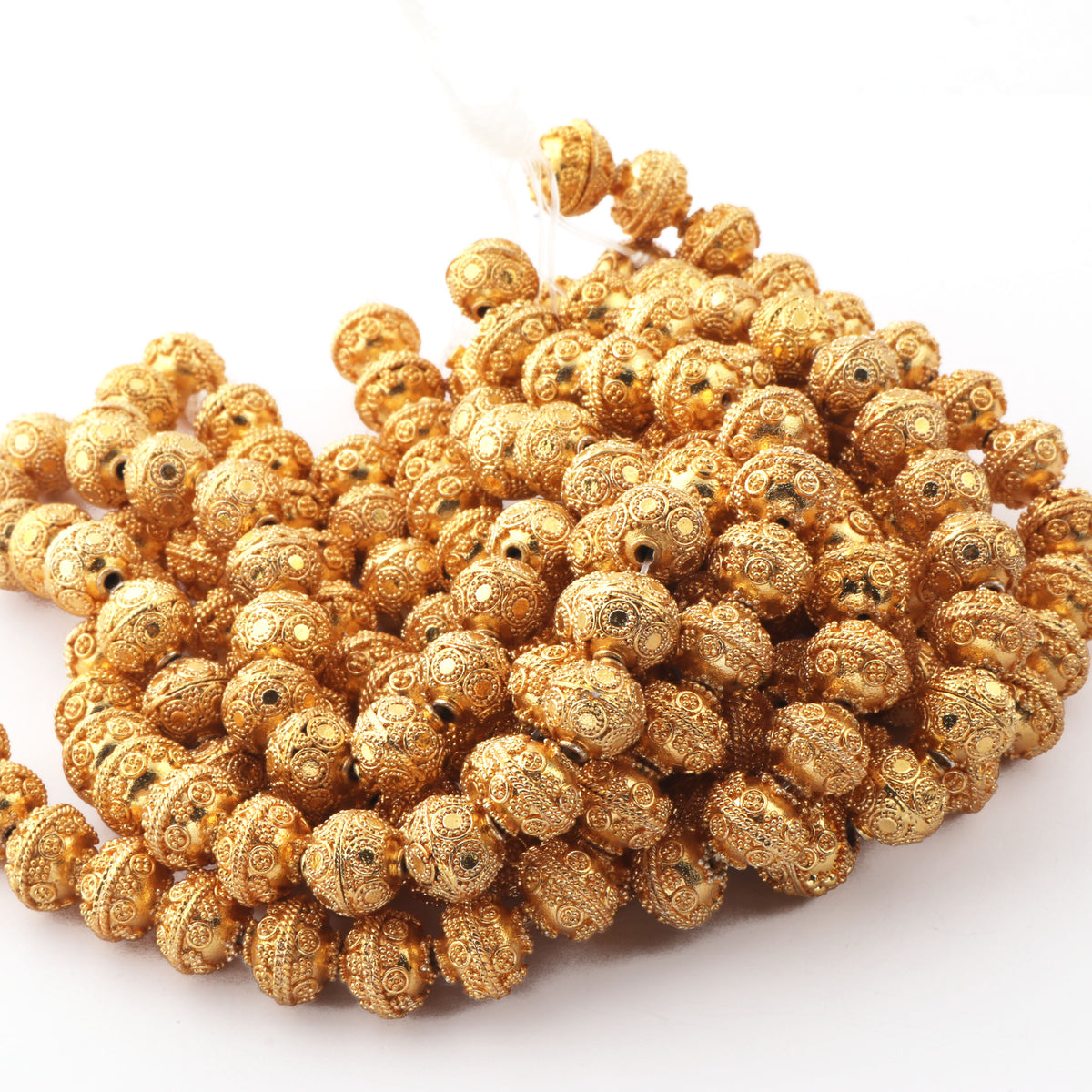 1 Strand 24k Gold Plated Designer Copper Casting Round Ball Beads- 11mm -  Jewelry Making - 9 Inches GPC875