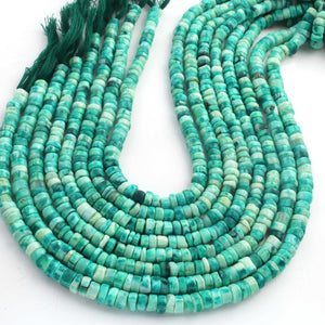 1  Long Strand Beautiful Shaded Dark Green Opal Smooth Heishi Tyre Beads -Dark Green Opal Gemstone Beads- 5mm-8mm-13 Inches BR02990 - Tucson Beads