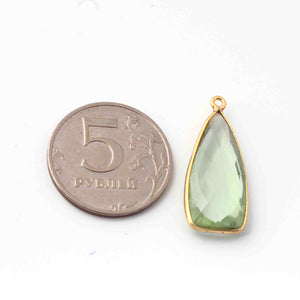 5 Pcs Green Amethyst Faceted Dagger Shape 24k Gold Plated Single Bail Pendant-31mmx13mm PC040 - Tucson Beads
