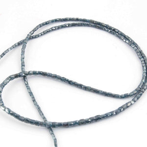 20 Ct 1 Long Strand  Blue Diamond  2mm-3mm Tube Beads Genuine Diamond Pipe Rondelles 17 Inch Long BDU152 - Tucson Beads