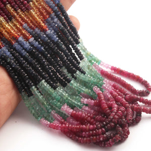 1 Strand Beautiful  Multi Sapphire Faceted Rondelles - Gemstone Roundelles  Beads  -3mm-15 Inch- BR03027 - Tucson Beads