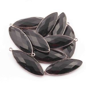 10 Pcs Black Onyx Faceted Marquise Shape Oxidized Silver Plated Pendant   39mmx14mm  PC240 - Tucson Beads
