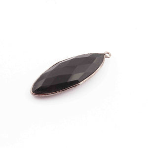 10 Pcs Black Onyx Faceted Marquise Shape Oxidized Silver Plated Pendant   39mmx14mm  PC240 - Tucson Beads