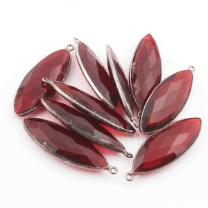 9 Pcs Garnet  Faceted Marquise Shape Oxidized Silver Plated Pendant   39mmx13mm  PC115 - Tucson Beads