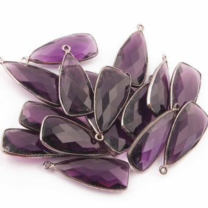 5 Pcs Amethyst Faceted Dagger Shape Oxidized Silver Plated Pendant 31mmx13mm PC297 - Tucson Beads
