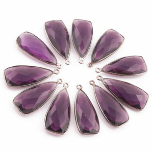 5 Pcs Amethyst Faceted Dagger Shape Oxidized Silver Plated Pendant 31mmx13mm PC297 - Tucson Beads