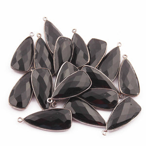 10 Pcs Black Onyx Faceted Dagger Shape Oxidized Silver Plated Pendant   31mmx13mm  PC307 - Tucson Beads