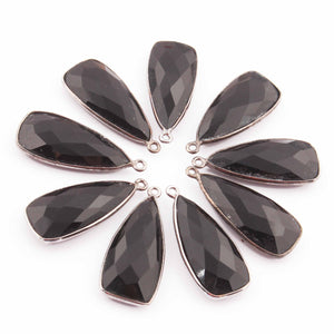 10 Pcs Black Onyx Faceted Dagger Shape Oxidized Silver Plated Pendant   31mmx13mm  PC307 - Tucson Beads