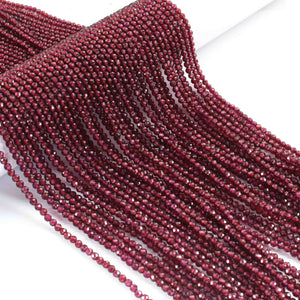 5 Long Strand Garnet Faceted Balls , Gemstone Beads , Ball Beads , Jewelry Making Supplies- 3mm -13 Inches RB513 - Tucson Beads
