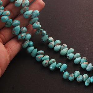1 Strand Natural Sleeping Beauty Turquoise Faceted Big Size Tear Drop Briolettes -Arizona Turquoise Tear -6mmx4mm-9mmx8mm 9 Inches BR3829 - Tucson Beads