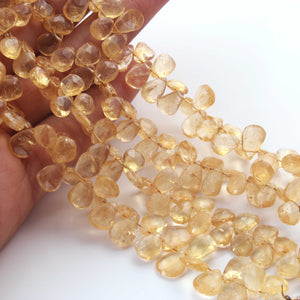 1  Strand  Citrine Faceted Briolettes - Pear Shape Briolettes - 8mm-9mm-- 8-Inches BR02040 - Tucson Beads