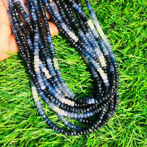 Shaded Blue Sapphire Beaded Necklace - Necklace With Lock - Long Knotted Beads Necklace -Single Wrap Necklace - Gemstone Necklace (Without Pendant) BR-0387 - Tucson Beads