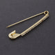 1 Pc Cubic Zirconia Bejweled Safety Pin- Rhinestone Saftey Pin -Shiny Safety Pin- Brass Plated Gold Polish Pin 53mmx11mm WTC319 - Tucson Beads