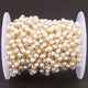 Glass Pearl 4mm Rosary Style Beaded Chain - Pearl Beads Wire Wrapped 24k Gold Plated Chain SC002 - Tucson Beads