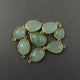 8 Pcs Aqua Chalcedony Gold Plated Faceted Assorted Shape Pendant/ Connector - 17mmx14mm-25mmx14mm PC247 - Tucson Beads