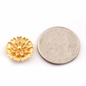 10 Pcs Gold Round Flower Charm Bead - 24k Matte Gold Plated Flower - Copper Gold Flower 16mm GPC903 - Tucson Beads