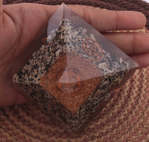 Brown Rutile  Orgone Pyramid, EMF Protection Reiki Healing Crystal Pyramid,  Spiritual Healing Orgone Energy HS045 - Tucson Beads