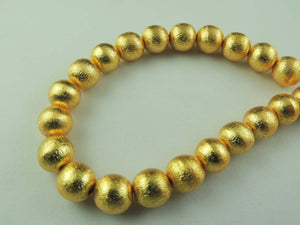 2 Strands Copper Round Balls  24K Gold Plated on Copper - Round Brush finish Balls Beads 10mm GPC465 - Tucson Beads