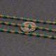 10 Feet Emerald Dyed Rosary Style Beaded Chain - Emerald Dyed Beads wire wrapped 24k Gold Plated chain per foot BDG067 - Tucson Beads