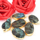 5 Pcs Natural Labradorite Oval Shape Bezel Connector/Pendnt ,Gold Plated Connector/Pendant ,Shimmer Gray Connector/Pendant 37mmx18mm-45mmx22mm DRZ246 - Tucson Beads