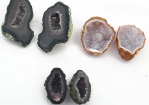 Natural Tabasco Geode Pairs -- With Sparkling Druzy Drusy Cabochon Cab Wholesale For Designer  Matching Pair  #003 - Tucson Beads