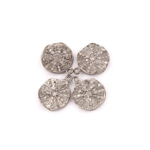 1 Pc Pave Diamond Wavy Round Disc  925 Sterling Silver Pendant - Diamond Pendant 12mmx10mm PDC899 - Tucson Beads