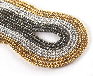 5 Long Strands Natural, Silver & Gold Pyrite Micro Faceted Tiny Rondelles - Natural Pyrite Roundles Beads 2mm 13 Inches RB173 - Tucson Beads