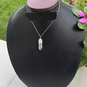 Herkimer Diamond Necklace With 925 Sterling Silver Chain, Gemstone Necklace 33mmx10mm- 18 Inches Long HR010 - Tucson Beads