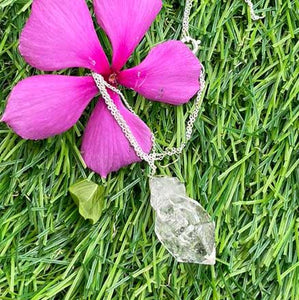 Herkimer Diamond Necklace With 925 Sterling Silver Chain, Gemstone Necklace 30mmx16mm- 18 Inches Long HR012 - Tucson Beads