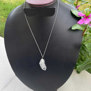 Herkimer Diamond Necklace With 925 Sterling Silver Chain, Gemstone Necklace 32mmx15mm- 18 Inches Long HR013 - Tucson Beads