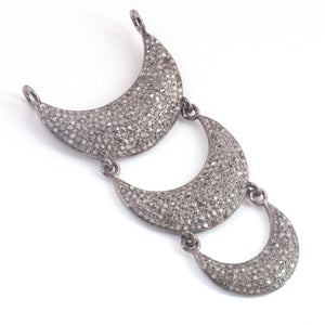 1 Pc Pave Diamond Designer Moon Charm Pendant -925 Sterling Silver Diamond Pendant 26mmX10mm PD1761 - Tucson Beads