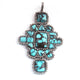 1 Pc Antique Finish Double Cut Diamond With Turquoise Designer Pendant - 925 Sterling Silver - Necklace Pendant 79mmx51mm PD1712 - Tucson Beads