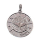 1 Pc Antique Finish Pave Diamond Designer Round Pendant -925 Sterling Silver -Necklace Pendant 39mmx35mm PD1533 - Tucson Beads