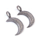 1 Pc Pave Diamond Crescent Moon Pendant - 925 Sterling Silver - 39mmx12mm PD958 - Tucson Beads