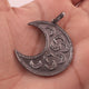 1 Pc Antique Finish Pave Diamond Crescent Moon With Star Pendant - 925 Sterling Vermeil - Necklace Pendant 43mmx20mm PD1544 - Tucson Beads
