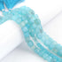 1 Strand  Aqua Chalcedony Faceted Cube Beads, 3D Box, Square, Dice Briolettes  - 6mm-7mm- 8 Inches BR1465
