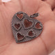1 Pc Antique Finish Pave Diamond Heart Pendant - 925 Sterling Silver- Love Necklace Pendant 36mmx35mm PD1541 - Tucson Beads