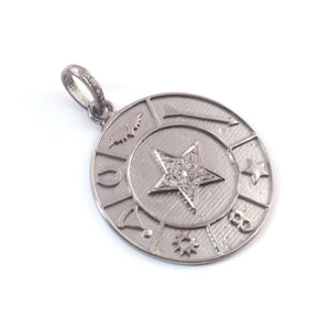 1 Pc Pave Diamond Round Designer Center In Star Pendant -925 Sterling Silver -Necklace Pendant 36mmx32mm PD1538 - Tucson Beads