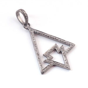 1 Pc Antique Finish Pave Diamond Designer Arrow Pendant - 925 Sterling Silver- Necklace Pendant 39mmx28mm PD1515 - Tucson Beads