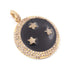 1 PC Antique Finish Pave Diamond Designer Round With Star Bakelite Pendant - Yellow Gold - Diamond Pendant 39mmx35mm PD1730
