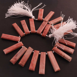 1 Strand Rhodocrosite Faceted Briolettes - Rectangle Shape Briolettes 28mmx8mm- 35mmx8mm 8.5 Inches BR4082 - Tucson Beads