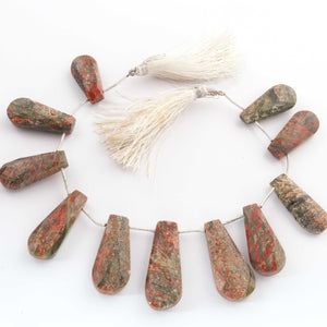 1 Strand Unakite Faceted Briolettes - Fancy Shape Briolettes -24mmx12mm-34mmx14mm - 9 Inches BR02278 - Tucson Beads