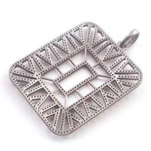 1 Pc Antique Finish Pave Diamond Designer Rectangle Pendant - 925 Sterling Silver- Necklace Pendant 51mmx38mm PD1353 - Tucson Beads