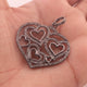 1 Pc Antique Finish Pave Diamond Heart Pendant - 925 Sterling Silver- Love Necklace Pendant 40mmx42mm PD1447 - Tucson Beads