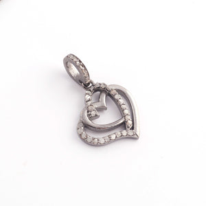 1 Pc Pave Diamond Heart Charm Pendant, 925 Sterling Silver, Rose & Yellow Gold Vermeil Heart Pendant Pave Diamond Jewelry 19mmx17mm You Choose PDC000441 - Tucson Beads